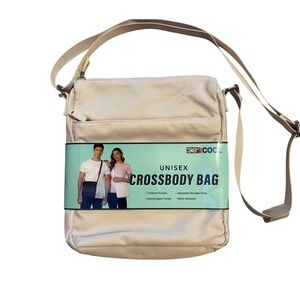 32 Degrees Unisex Crossbody Bag Cream Water Resistant Nylon Travel Messenger Bag